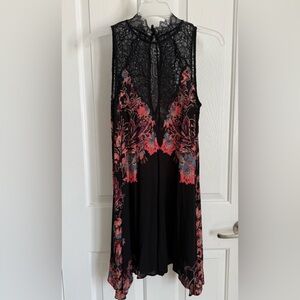 Black and multi color floral with lace dress size XS